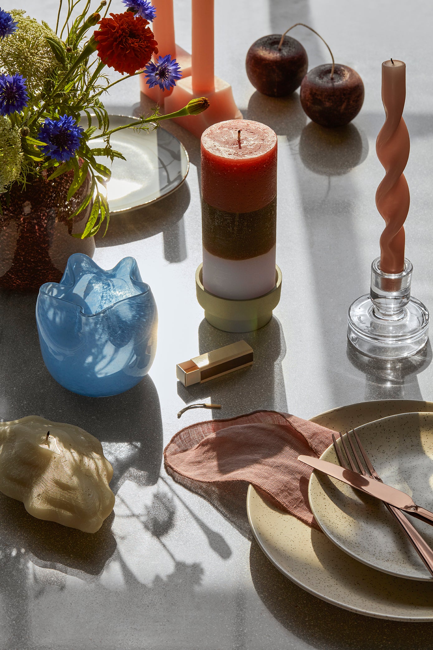 Kerzenständer, Anker, Broste Copenhagen, breit, sand
