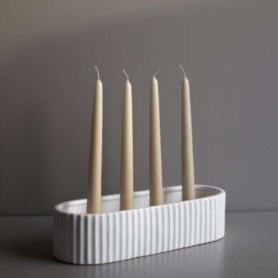 Kerzenhalter, Stripe, dbkd, shiny white