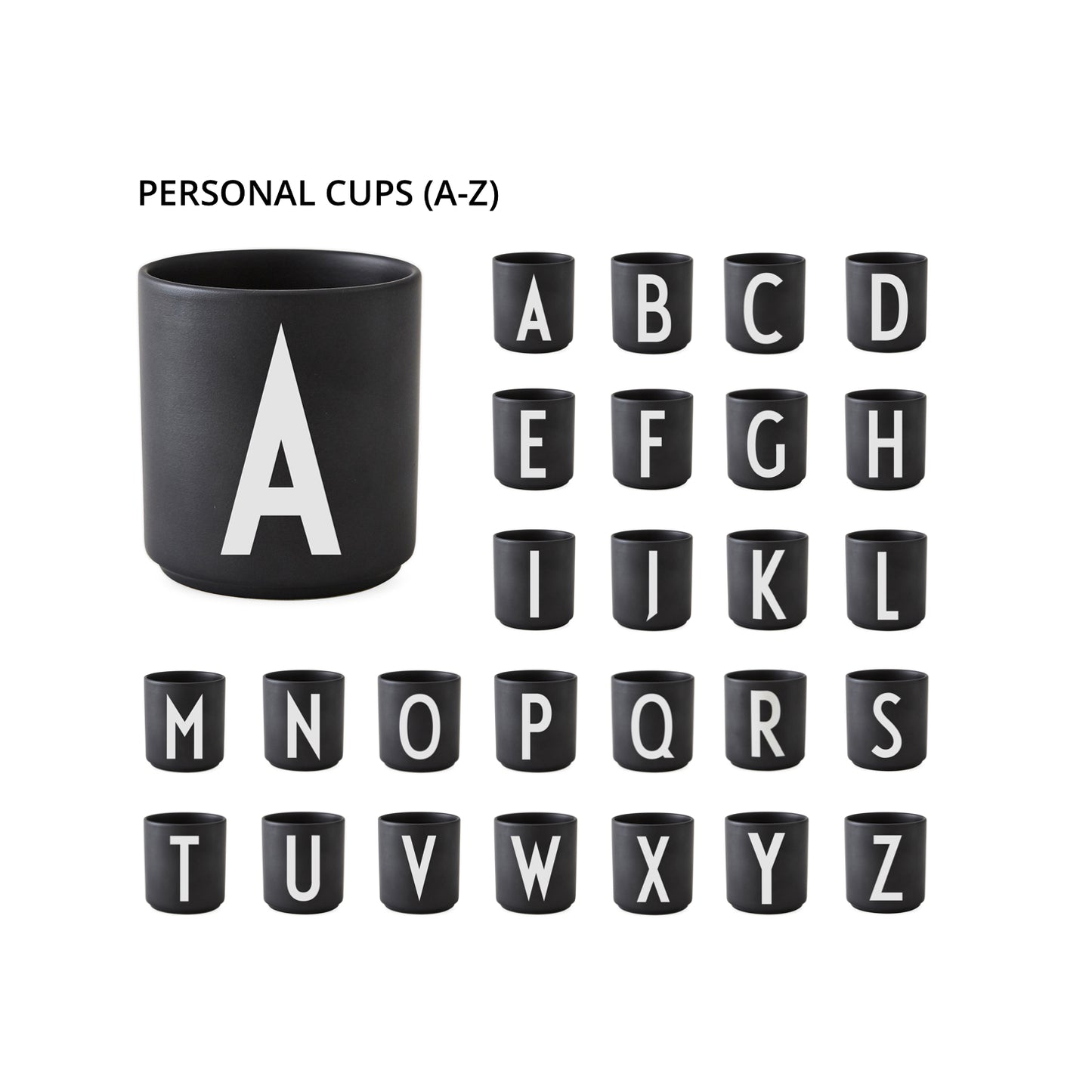 Becher A-Z, Design Letters, weiß/schwarz