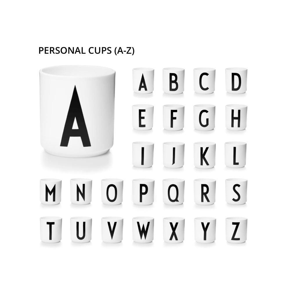 Becher A-Z, Design Letters, weiß/schwarz